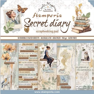 Stamperia SECRET DIARY - 8" X 8" - Double Sided Paper 10 SHEETS - APRIL '24 - Picture 1 of 14