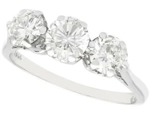 1.93 ct Diamond and 18Carat White Gold Trilogy Ring Vintage Circa 1940 - Picture 1 of 15