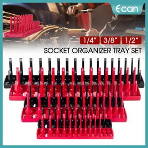 6Pcs Metric SAE Socket Tray Rack Holder Shelf Garage Organizer 1/4" 3/8" 1/2" - Picture 1 of 10