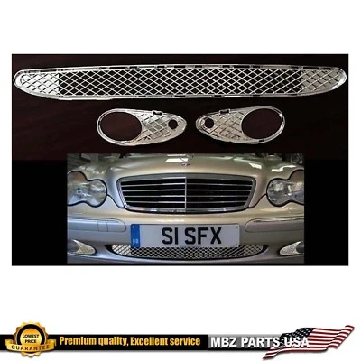 C-Class 01-07 W203 Base Bumper Chrome Grille Mesh Trims Molding C230 Factory 240 - Imagem 1 de 4