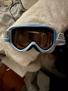 Vintage Scott Goggles Skiing Snowboarding ATV Light Blue Amber Frame & Strap - Picture 1 of 5