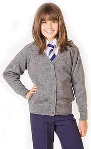 Girls Premium Wool Mix Knitted Cardigan Girls School Uniform Button Cardigan - Picture 1 of 3