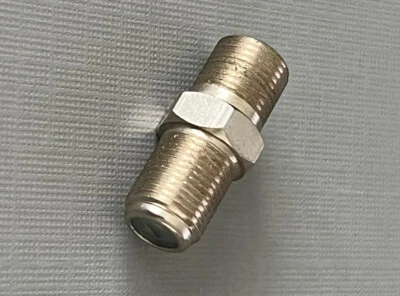 Coax Coaxial F Type Cable Adapter Connector Female to Female Extension Silver - Image 1 of 4