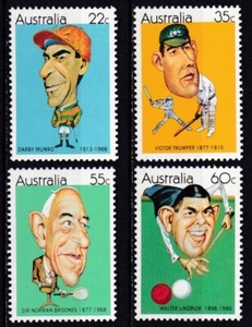 AUSTRALIA #772-775 MNH AUSTRALIAN SPORTSMEN (CARICATURES BY TONY RAFTY) - Picture 1 of 1