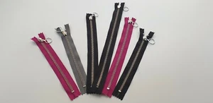 YKK Zip Argento Metallo Anello Pullover, Estremità Chiusa Nero, Grey, Fuxia Rosa - Picture 1 of 8