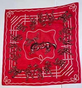 Vintage Swagger Cowboys Red Bandana Handkerchief Horse Western Lasso 25”x25” - Picture 1 of 8