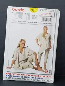 Summer Loose Fitting Top, Fitted Capri Pants Burda Plus Size Sewing Pattern 7801 - Picture 1 of 9