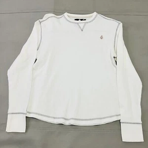 VTG Volcom White Y2K Men White Thermal Waffle Knit Grunge Skater Sweater-M-0928 - Picture 1 of 15