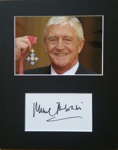 Sir Michael Parkinson CBE, 'Broadcaster' hand signed mounted autograph.