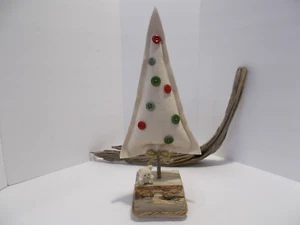 Christmas Tree Tabletop 3-D Folk Art Farmhouse Country Handmade Fabric Stuffed - Picture 1 of 10