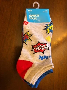 Novelty kid youth 9-11 socks, 6 pair, Speech Bubble, Zap, Pow, Boom, Blam, NWT  - Picture 1 of 11