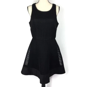 Bebe Rina Black Sporty Mesh Fit Flare Dress Womens Large Zip Up NWT MSRP $129 - Picture 1 of 11