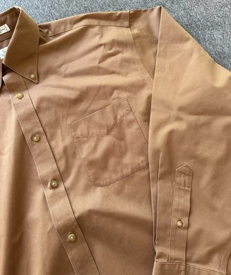 Enro 衬衫男式大号棕色纽扣长袖非铁斜纹棉口袋 — 第 1/4 张图片