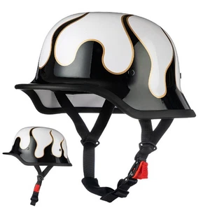 Motorcycle Helmet German Style Half Helmet Skull Cap Adult Men Women Half Shell - Picture 1 of 27