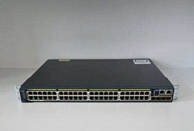 Cisco WS-C2960S-48FPS-L V04 48-Port PoE+ Gigabit Switch IOS 15.2 w/ Rack Mounts - Image 1 of 3