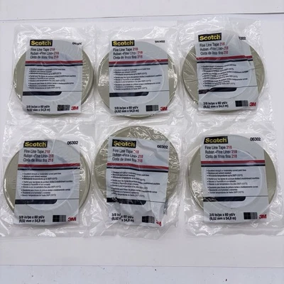 Cinta 3M Scotch Fine Line 218 3/8 pulgadas x 60 yardas / 9,52 mm x 55 m - 6 rollos automotriz - Imagen 1 de 4