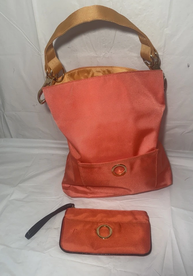 Bolso de Mano SR Cuadrado Sondra Roberts Grande Reversible Naranja con Bolsa Muñequera Foto 1 de 4