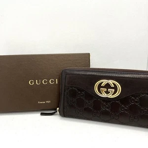 Gucci Long Wallet Round Zipper Guccissima GG Logo with Box Authentic - Picture 1 of 13