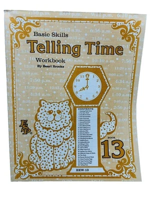 Basic Skills Telling Time Workbook by Bearl Brooks Book 13 EEW-13 ESP 1993~D1 09 - Image 1 of 4