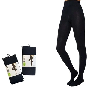 Luxury Soft feel PALM Black Bamboo Tights Black Tights 2 Pairs - Picture 1 of 8