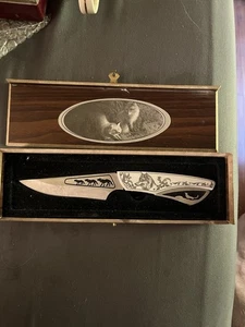 Vintage Bud K Wildlife Collection Fox BK563 Rare scrimshaw Knife In Box - Picture 1 of 4