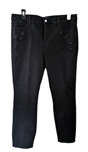 Talbots Damen Schwarz Makellose Jeans mit fünf Taschen und verzierten Knöcheln Gr. 16 Perlenbesetzt - Bild 1 von 6