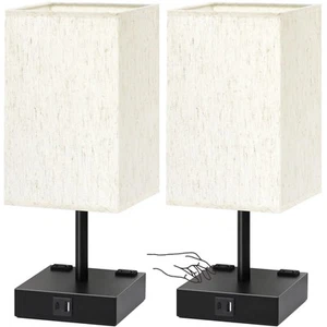Bedside Table Lamps Set of 2 - Touch Nightstand Lamp for Bedroom with USB C+A... - Picture 1 of 7