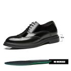 Mans High Heel Height Increase Brogue Male Lace Up Formal Leather Dress Shoes