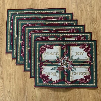 6 Kemp & Beatley Tapestry Christmas Peace Joy Hope Christmas Placemats 18x13 - Image 1 of 4