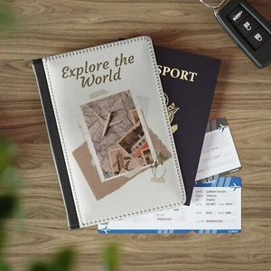 Passport Cover, RFID Travel Wallet, Explore the World, Gift for Traveler - Picture 1 of 6