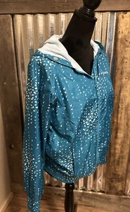 Columbia Youth 18/20 Hooded Lightweight Jacket Blue White Zip Up Hoodie - Picture 1 of 17