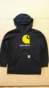 BOYS Size 14-16 CARHARTT NAVY BLUE HOODED PULLOVER with KANGAROO POCKET - Picture 1 of 4