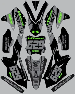 Graphic Kit for 2016-2018 Kawasaki KX450f KX 450f Black Gray Green Decals - Bild 1 von 1