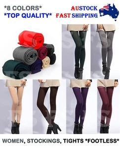 WOMEN LADIES FOOTLESS TIGHTS STOCKINGS PANTYHOSE LEG HOSIERY OPAQUE BALLET DANCE - Picture 1 of 9