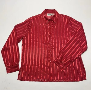 Vintage rot transparent metallic Knopfleiste Shirt Damen M 90er Y2K feminin Urlaub Retro - Bild 1 von 19