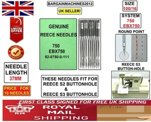 SISTEMA BUTTON-HOLE RECE S3:750 EBX750 MISURA:100/16 AGO MCHN CUCITO industriale - Foto 1 di 3