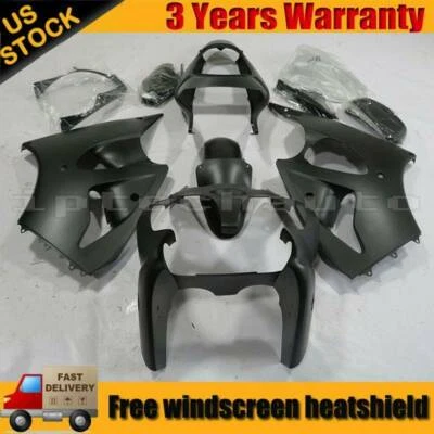For Kawasaki Ninja ZX6R 2000-2002 & ZZR600 2005-2008 Matte Black Fairing Kit US Foto 1 de 4