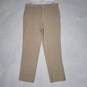 Kirkland Signature Men’s Trousers Size 34x32 Wool Brown Textured Slacks Work - Picture 1 of 9
