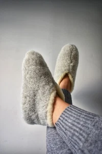 Siberian Wool Slippers in Light Grey - Picture 1 of 5