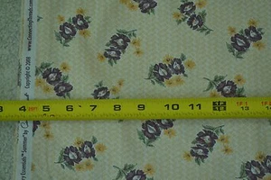 By 1/2 Yd", Purple & Gold Floral on Tan Quilt Cotton, Connecting Threads, M5325 - Picture 1 of 6