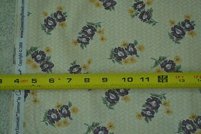 By 1/2 Yd", Purple & Gold Floral on Tan Quilt Cotton, Connecting Threads, M5325 - Image 1 of 4