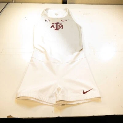 NIKE TEXAS A&M AGGIES COLLEGE TRACK SINGLET SPEED SUIT Womens L White  - Image 1 of 4