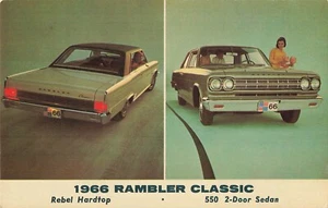 1966 Rambler Classic Postcard Rebel Hardtop 550 2-Door Sedan Classic Car    V9 - Picture 1 of 2