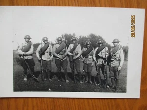 ESTONIA SOLDIERS with BRITISH HELMETS , GUNS , GAS MASKS , 5-3 - Picture 1 of 1