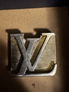 Vintage Louis Vuitton Silver Belt Buckle Iconic “LV” With Louis Vuitton Engraved - Picture 1 of 2