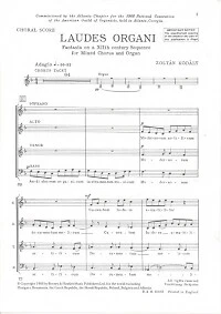 LAUDES ORGANI SATB KODALY - Image 1 of 1