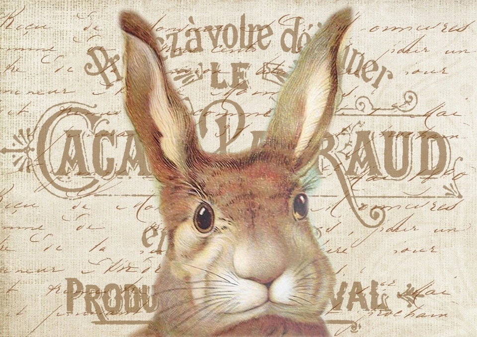 BÜGELBILD-Vintage-Shabby-Nostalgie-Hase-Ostern-3077 - Bild 1 von 1
