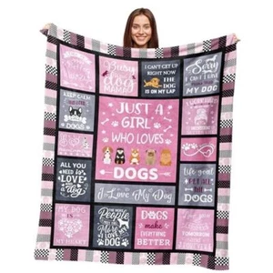 Dog Blanket Dog Gifts for Women Girls Dog Blankets Gifts for 60"x50" Pink-dog - Picture 1 of 8