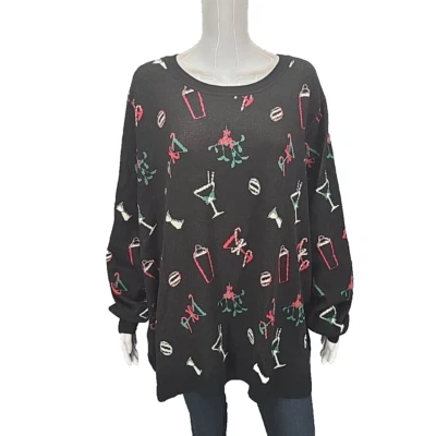 Suéter navideño estampado Studio Park x Alberti Popaj 5X suéter negro talla grande Foto 1 de 4