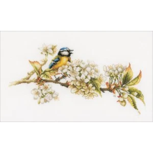 Lanarte Counted Cross Stitch Kit 16"X9.75" Blue Tit On Cotton Fabric - NEW - Picture 1 of 2